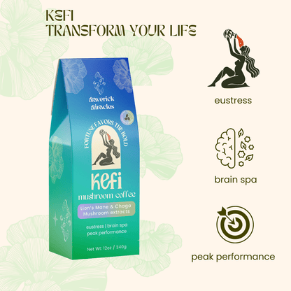 Kefi Mushroom Coffee (V2.0) - Lion's Mane & Chaga mushroom Blend - Maverick Miracles